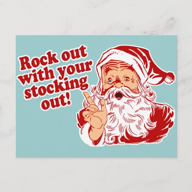Cartes Pour Fêtes Annuelles Santa Claus Rock Out (Devant)