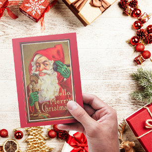 Cartes Pour Fêtes Annuelles Santa Claus Rouge Victorien Bonjour Joyeux Noël