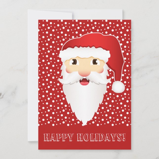Cartes Pour Fêtes Annuelles Santa Claus Tête Sur Red Happy Holidays (Devant)