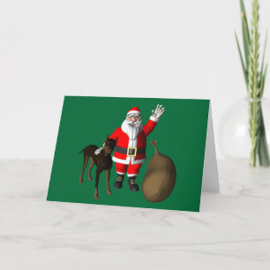 Cartes Pour Fêtes Annuelles Santa Claus with Doberman Pinscher