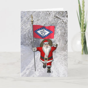 Cartes Pour Fêtes Annuelles Santa Claus With Ensign Of Arkansas