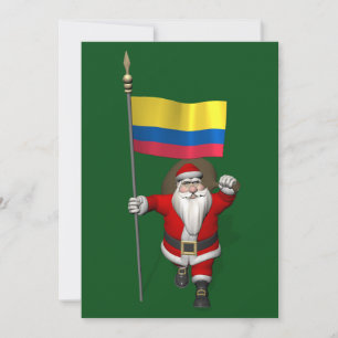 Cartes Pour Fêtes Annuelles Santa Claus With Ensign Of Colombia