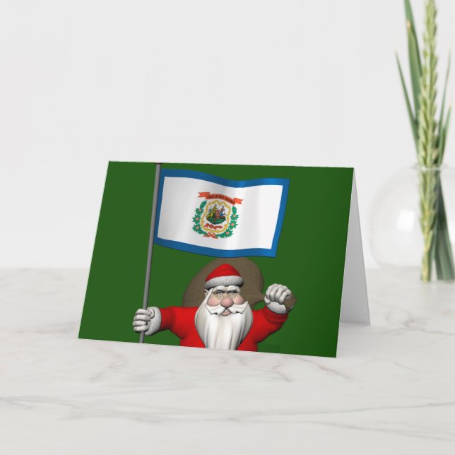 Cartes Pour Fêtes Annuelles Santa Claus With Ensign Of West Virginia (Devant)
