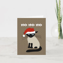 Cartes Pour Fêtes Annuelles Santa Clause de Siamese - Funny Kitty Chat Noël