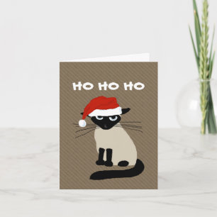 Cartes Pour Fêtes Annuelles Santa Clause de Siamese - Funny Kitty Chat Noël