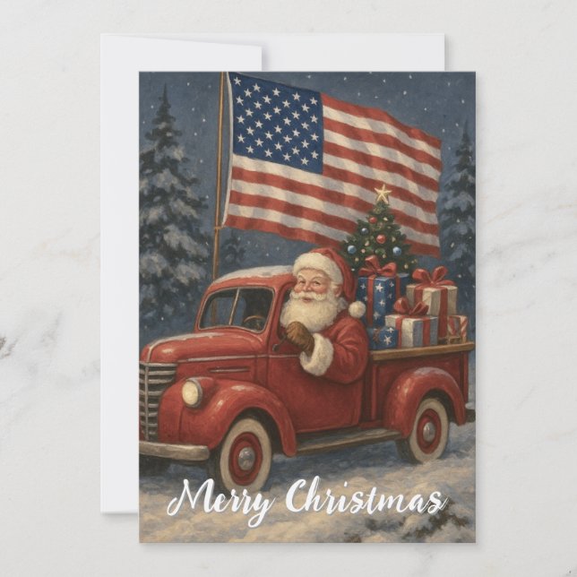 Cartes Pour Fêtes Annuelles Santa Clause In Little Red Truck Christmas (Devant)