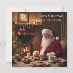 Cartes Pour Fêtes Annuelles Santa Clause mangeant des cuisines