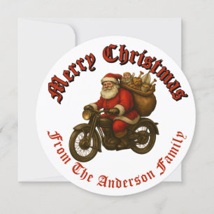 Cartes Pour Fêtes Annuelles Santa Clause sur la moto Noël