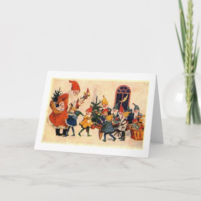 Cartes Pour Fêtes Annuelles Santa - elfs - France 1900s #X011 (Devant)