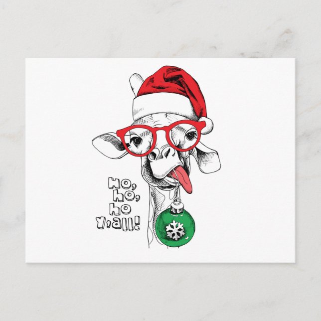 Cartes Pour Fêtes Annuelles Santa Girafe (Devant)
