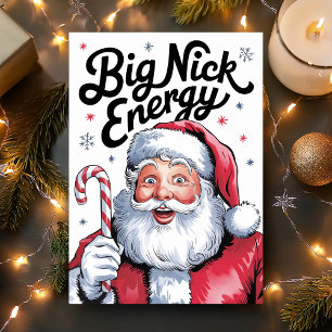 Cartes Pour Fêtes Annuelles Santa grosse énergie Nick Noël drôle