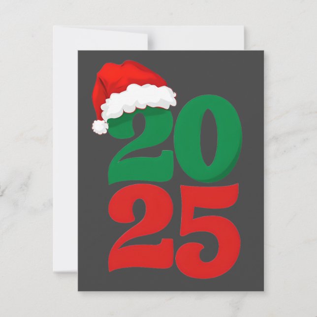 Cartes Pour Fêtes Annuelles Santa Hat 2025 - Compte à rebours de Noël (Devant)