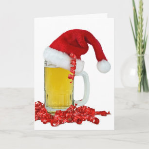 Cartes Pour Fêtes Annuelles Santa Hat sur Beer Mug