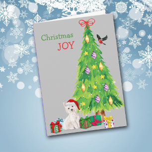 Cartes Pour Fêtes Annuelles Santa Hat Westie et Holiday Tree