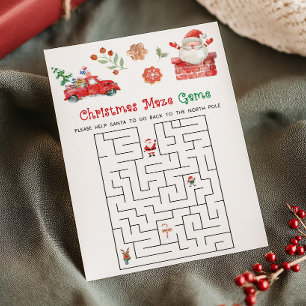 Cartes Pour Fêtes Annuelles Santa Jeu de Labyrinthe de Noël 