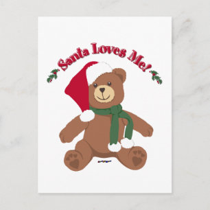 Cartes Pour Fêtes Annuelles Santa m'aime ! Ours en peluche de Noël