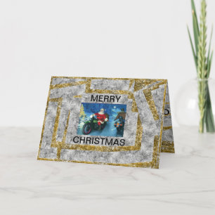 Cartes Pour Fêtes Annuelles Santa on a Motorcycle Christmas