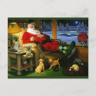 Cartes Pour Fêtes Annuelles Santa raring after golf on a post card