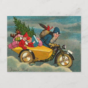 Cartes Pour Fêtes Annuelles Santa Rides a Motorcycle