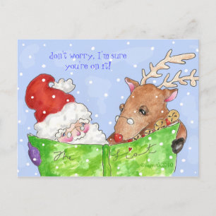 Cartes Pour Fêtes Annuelles santa, rudolf et la liste