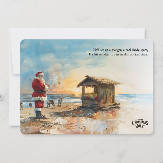 Cartes Pour Fêtes Annuelles Santa’s Tropical Manger Christmas in July Card (Devant)