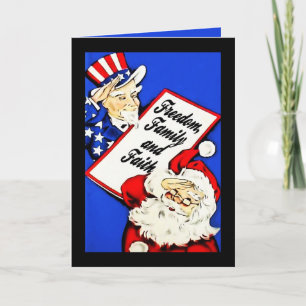 Cartes Pour Fêtes Annuelles Santa, Uncle Sam Salute Patriotic Christmas Cards