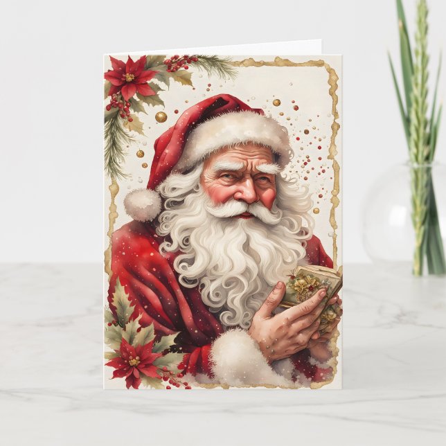 Cartes Pour Fêtes Annuelles Santa with a Little Book Christmas (Devant)