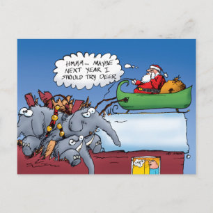 Cartes Pour Fêtes Annuelles Santas Elephants Drôle Caricature de vacances