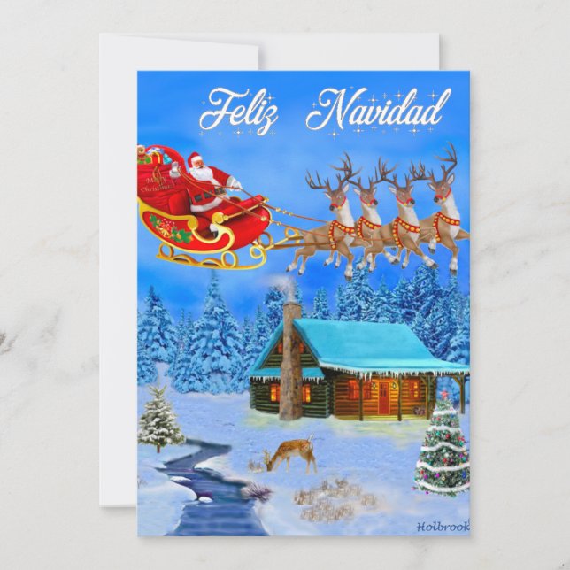 CARTES POUR FÊTES ANNUELLES SANTA'S FLYING REINDEER SLEIGH (Devant)