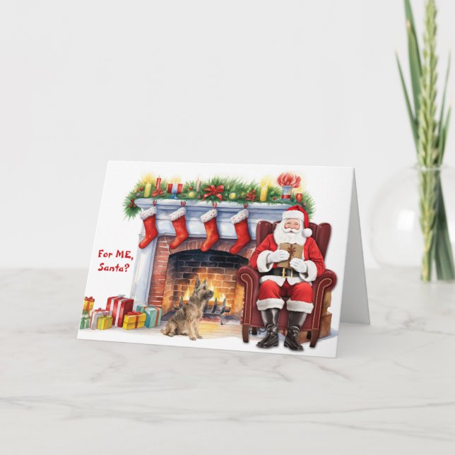 Cartes Pour Fêtes Annuelles Santa's Gift Berger Picard Dog Christmas (Devant)