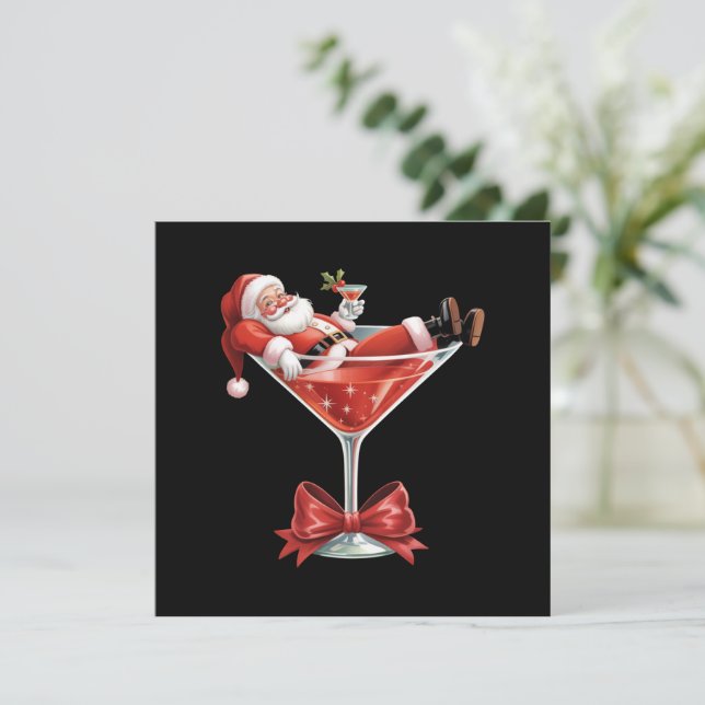 Cartes Pour Fêtes Annuelles Santa's Hot Mess Christmas Martini Funny Santa  (Debout devant)