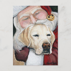 Cartes Pour Fêtes Annuelles Santa's Hug for Lab art postcard