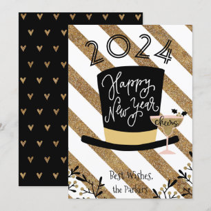 Cartes Pour Fêtes Annuelles Santé Festive Gold Stripe Bonne année