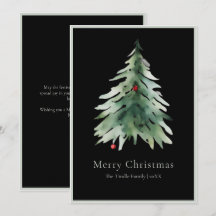 Sapin de Noël à l'aquarelle vert noir élégant