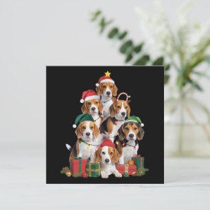 Cartes Pour Fêtes Annuelles Sapin de Noël Beagle avec chapeau de Père Noël Chi
