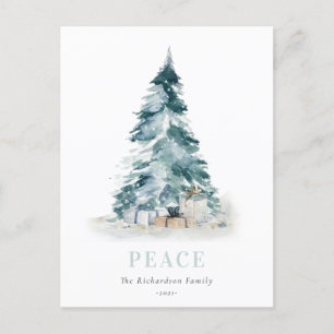 Cartes Pour Fêtes Annuelles Sapin de Noël Cadeau Aquarelle Pin Paisible