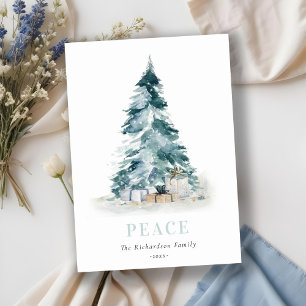 Cartes Pour Fêtes Annuelles Sapin de Noël Cadeaux Aquarelle Pin Paix