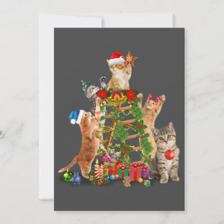 Cartes Pour Fêtes Annuelles Sapin de Noël Chat Maman Chat Papa Noël