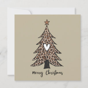 Cartes Pour Fêtes Annuelles Sapin de Noël Cœur Léopard Cadeau Noël Vacances