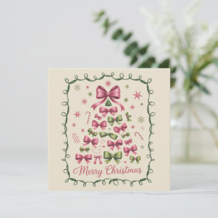 Cartes Pour Fêtes Annuelles Sapin de Noël Coquette Rose Fille Tendance Xmas