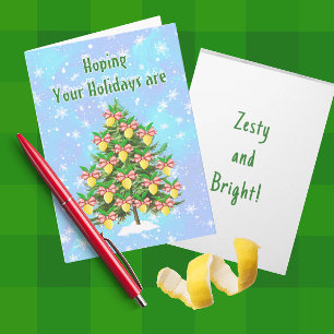 Cartes Pour Fêtes Annuelles Sapin de Noël décoré au citron Zesty Bright