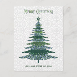Cartes Pour Fêtes Annuelles Sapin de Noël élégant vert blanc personnalisé