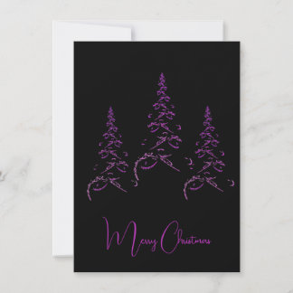 Cartes Pour Fêtes Annuelles Sapin de Noël fractal violet élégant sur fond noir