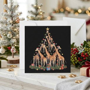 Cartes Pour Fêtes Annuelles Sapin de Noël Girafe Fantaisiste avec Chapeaux de 