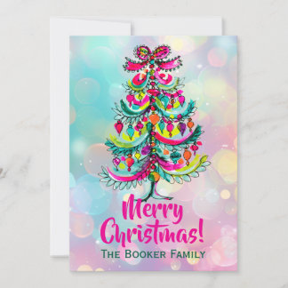 Cartes Pour Fêtes Annuelles Sapin de Noël Rose Fierté Arc-en-ciel