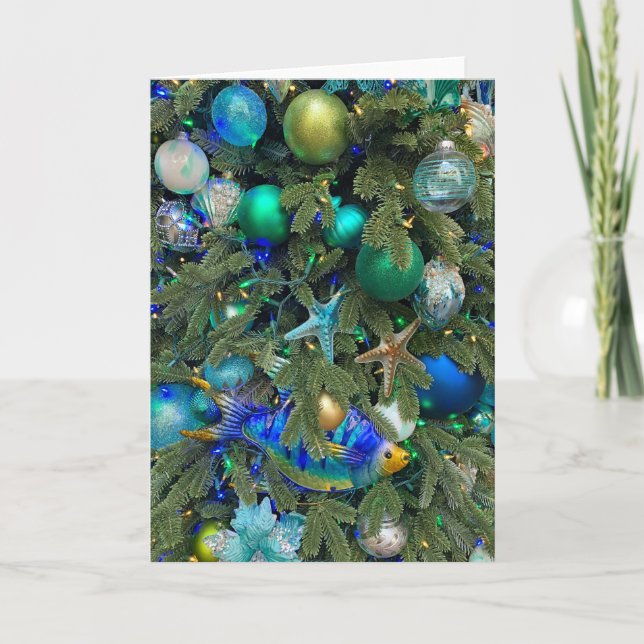 Cartes Pour Fêtes Annuelles Sapin de Noël sur le thème de la mer (Devant)