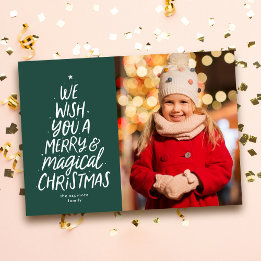 Cartes Pour Fêtes Annuelles Sapin de Noël vert joyeux et magique