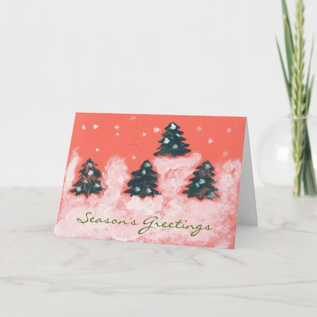 Cartes Pour Fêtes Annuelles Sapins rouges (Devant)