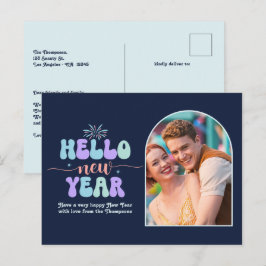 Cartes Pour Fêtes Annuelles Sapphire Groove New Year Retro Modern Blue Photo