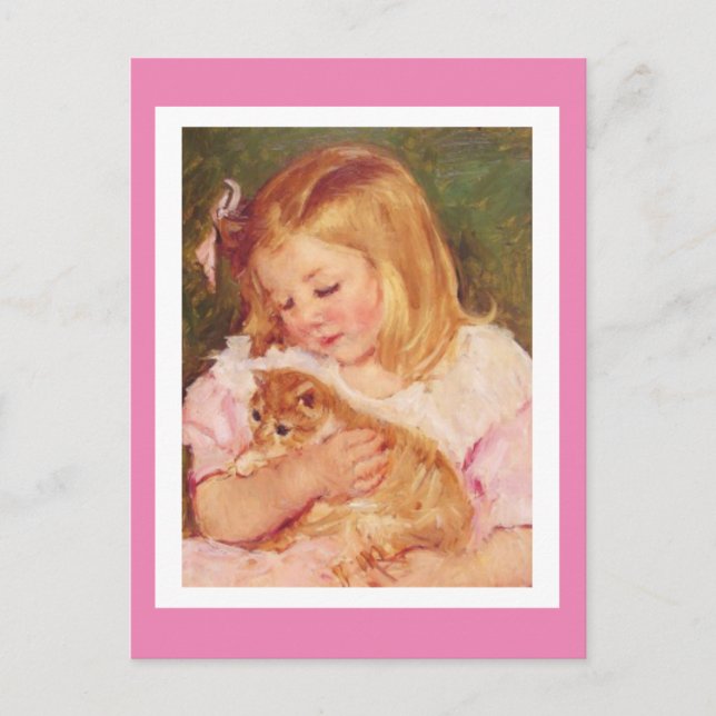 Cartes Pour Fêtes Annuelles Sara tenant un chat, par Mary Cassatt, (Devant)